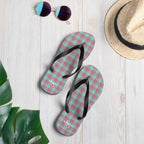 Vista Blue and Turkish Rose Plaid Flip Flops - Scottish Squares