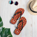Tahiti Gold and Rose Bud Cherry Plaid Flip Flops - Scottish Squares