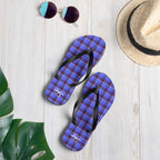 Cornflower Blue and Livid Brown Plaid Flip Flops - Scottish Squares