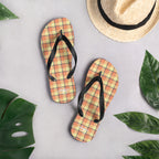 Claystone and Morning Mist Plaid Flip Flops - Scottish Squares