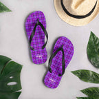 Electric Violet and Fuchsia Plaid Flip Flops - Scottish Squares