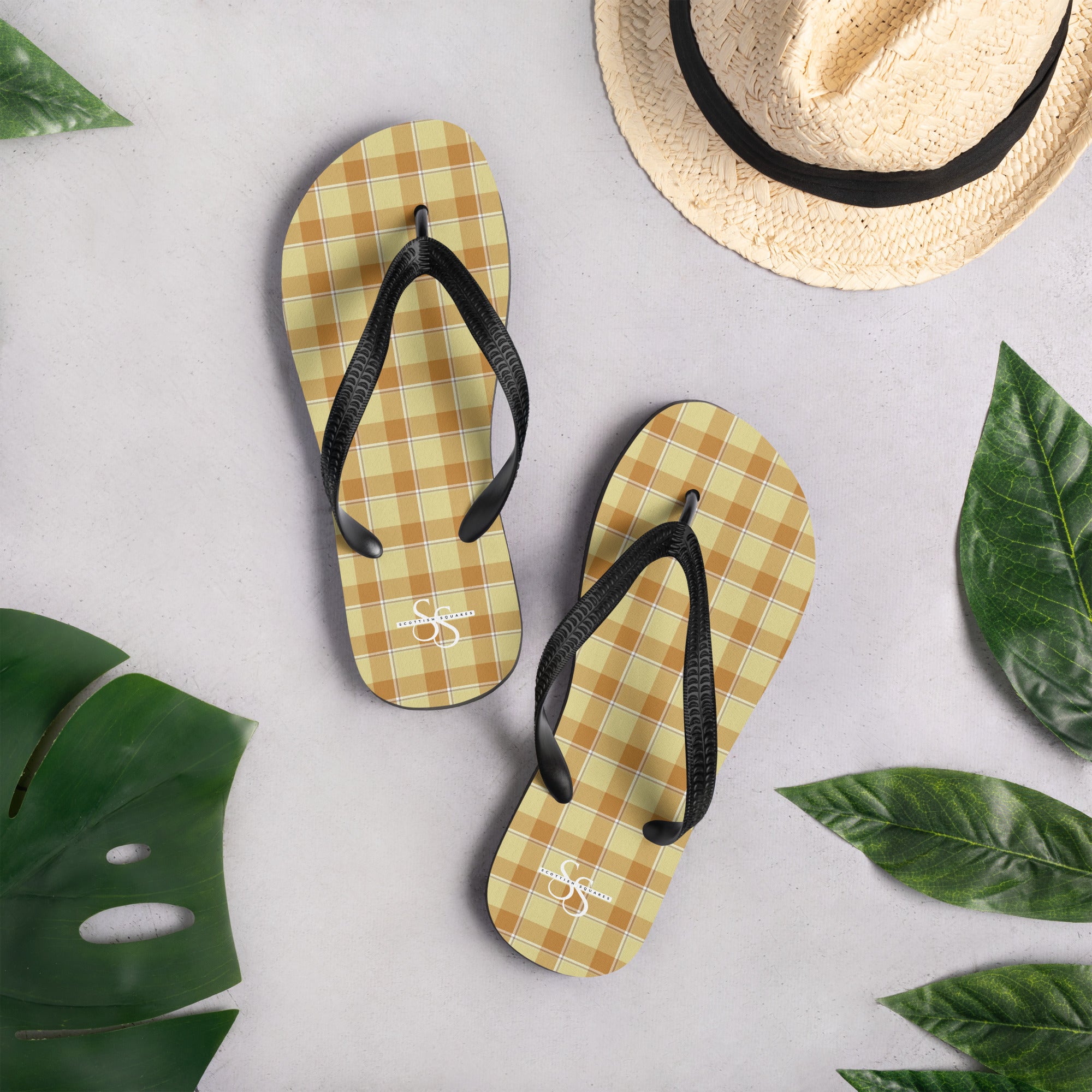 Zombie and Copper Plaid Flip Flops - Scottish Squares