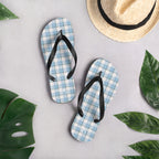 Pink Cloud and Blue Lagoon Plaid Flip Flops - Scottish Squares