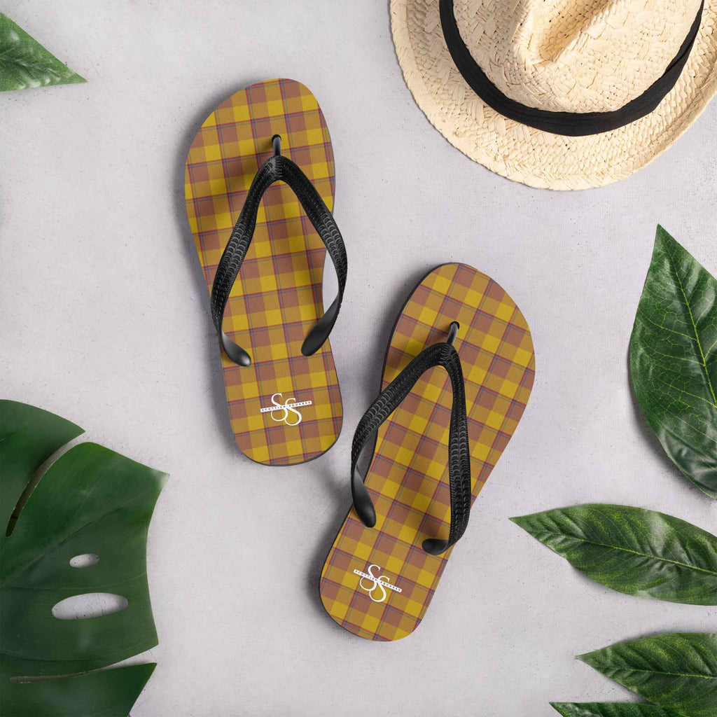 Potters Clay and Pizza Plaid Flip Flops - Scottish Squares