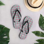 Vista Blue and Turkish Rose Plaid Flip Flops - Scottish Squares