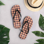 Hit Pink and Livid Brown Plaid Flip Flops - Scottish Squares