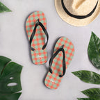 Spring Rain and Persimmon Plaid Flip Flops - Scottish Squares
