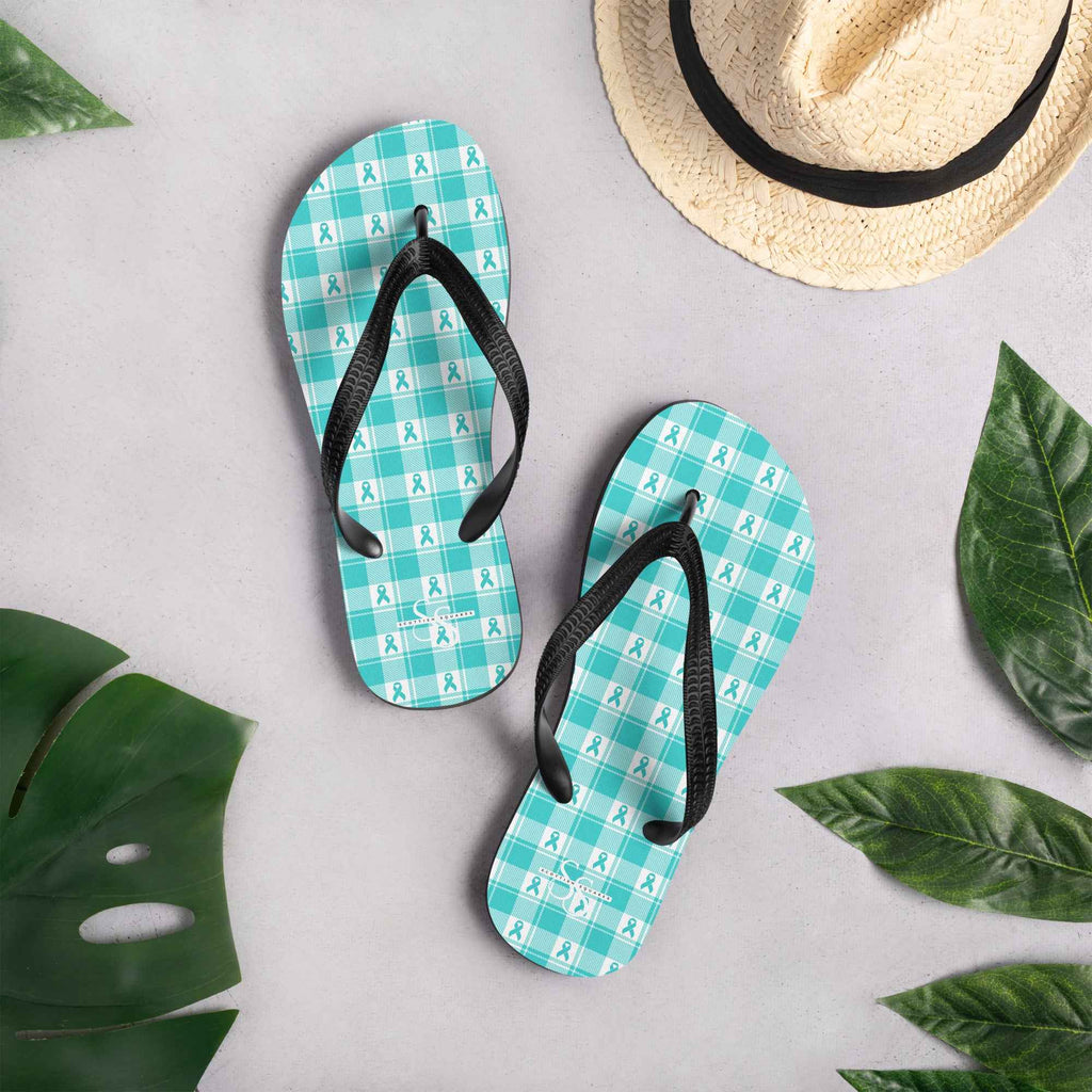 Flip Flops Ovarian Cancer Awareness Plaid - Scottish Squares