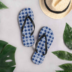 Flip Flops Colorectal Cancer Awareness Plaid, Dark Blue Ribbon, Supportive Gift - Scottish Squares