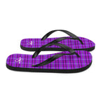 Electric Violet and Fuchsia Plaid Flip Flops - Scottish Squares
