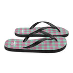 Vista Blue and Turkish Rose Plaid Flip Flops - Scottish Squares