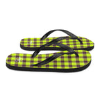 Electric Lime and Livid Brown Plaid Flip Flops - Scottish Squares