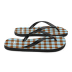 Blizzard Blue and Livid Brown Plaid Flip Flops - Scottish Squares