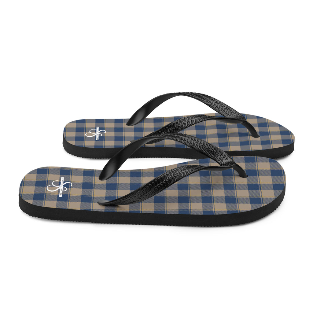 Cello and Donkey Brown Plaid Flip Flops - Scottish Squares