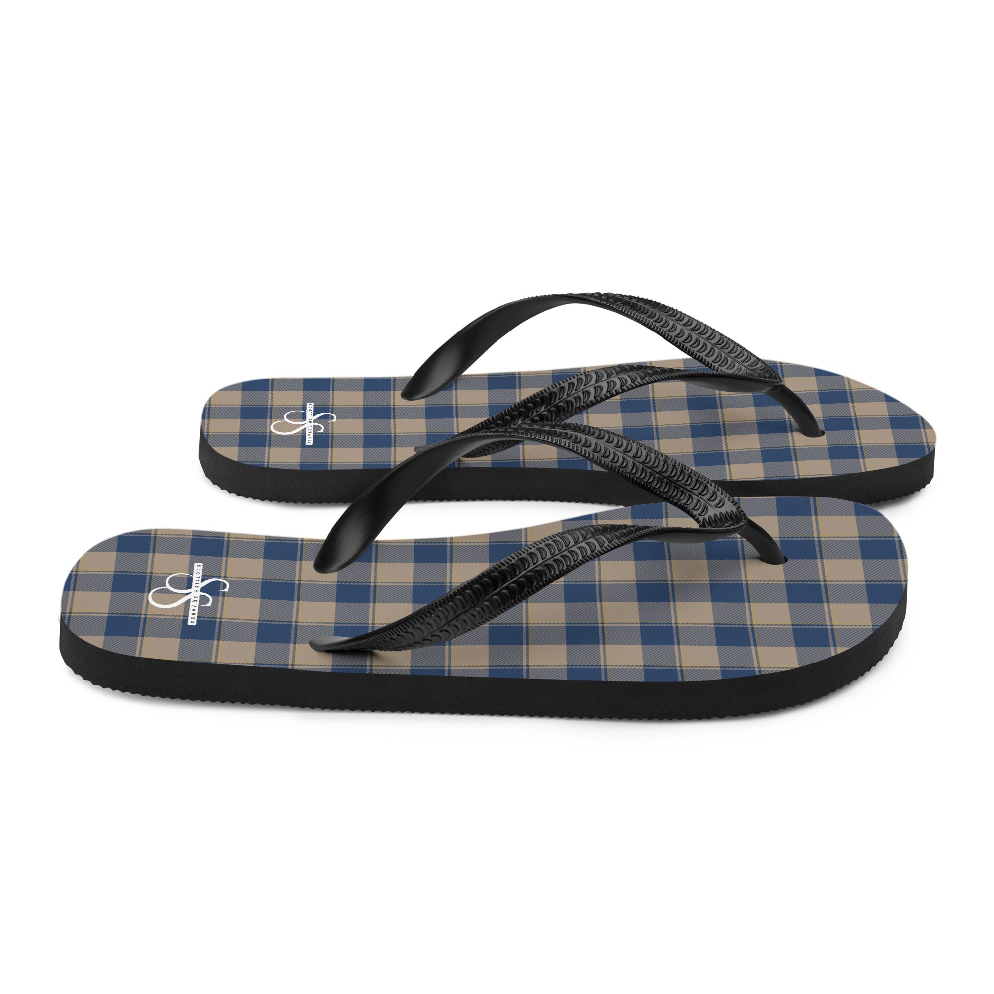 Cello and Donkey Brown Plaid Flip Flops - Scottish Squares