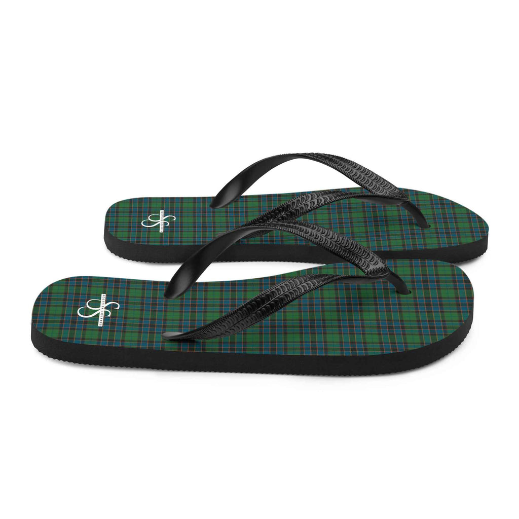 Flip Flops Green Blue Orange Plaid Tartan