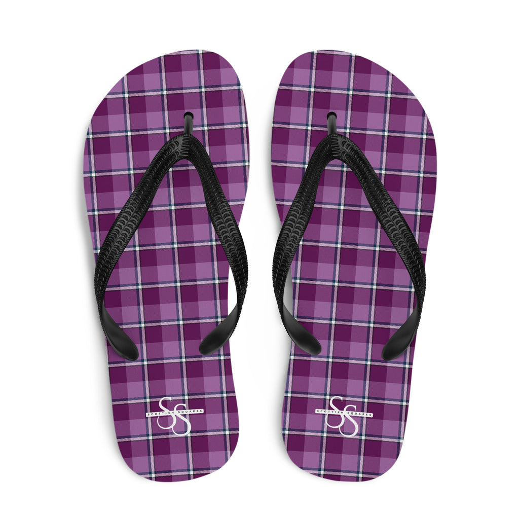 Purple and Trendy Pink Plaid Flip Flops - Scottish Squares