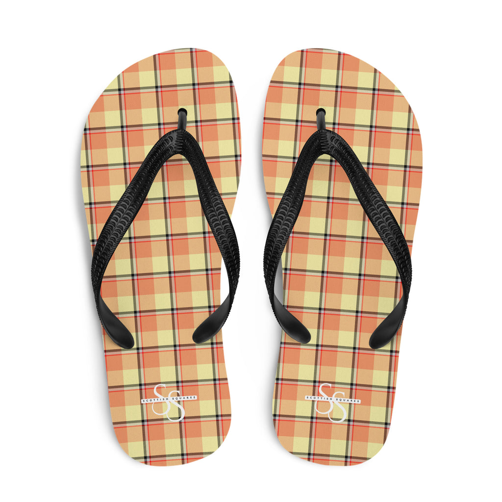 Claystone and Morning Mist Plaid Flip Flops - Scottish Squares