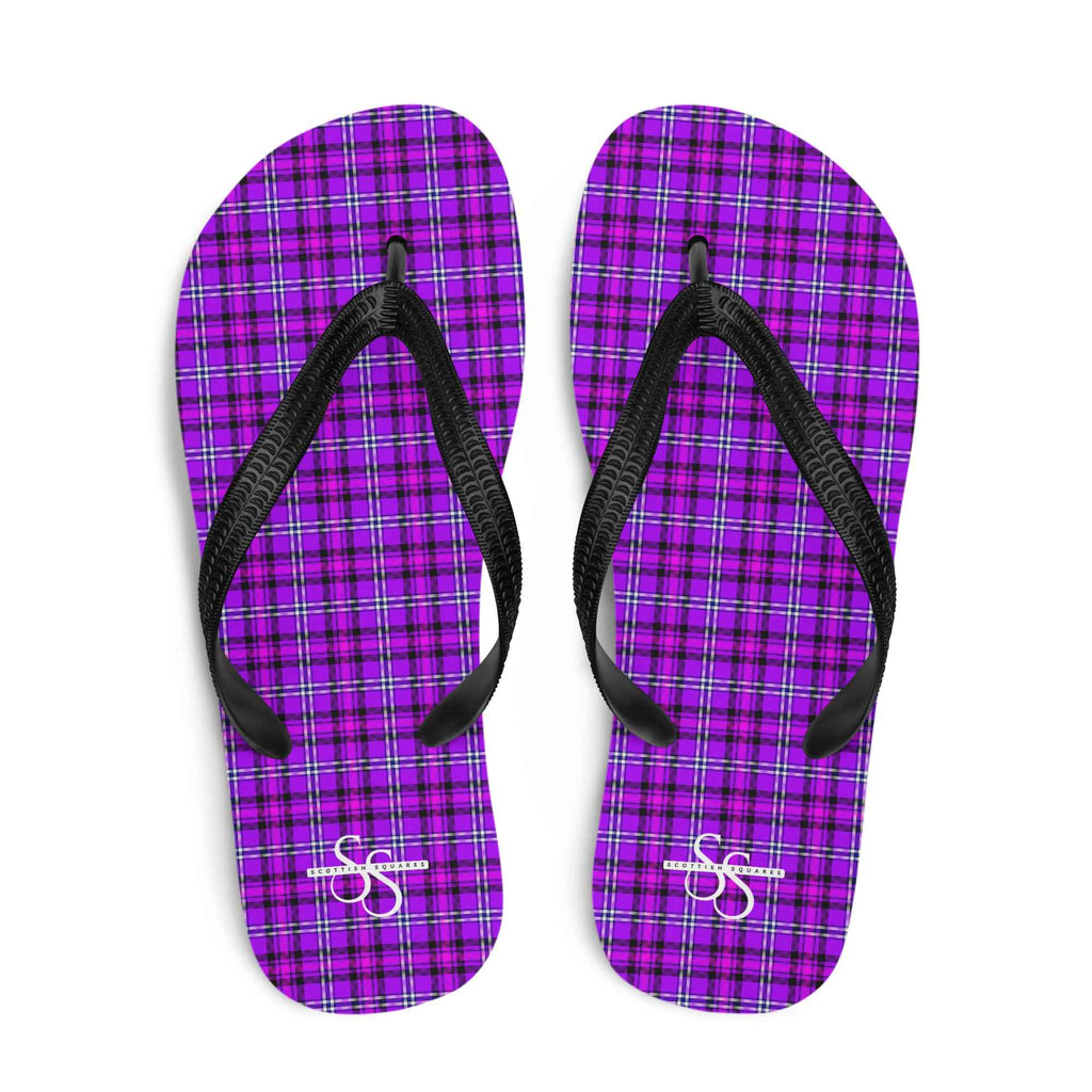 Electric Violet and Fuchsia Plaid Flip Flops - Scottish Squares
