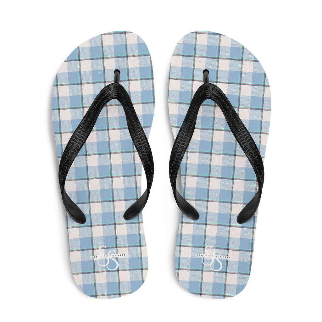 Pink Cloud and Blue Lagoon Plaid Flip Flops - Scottish Squares