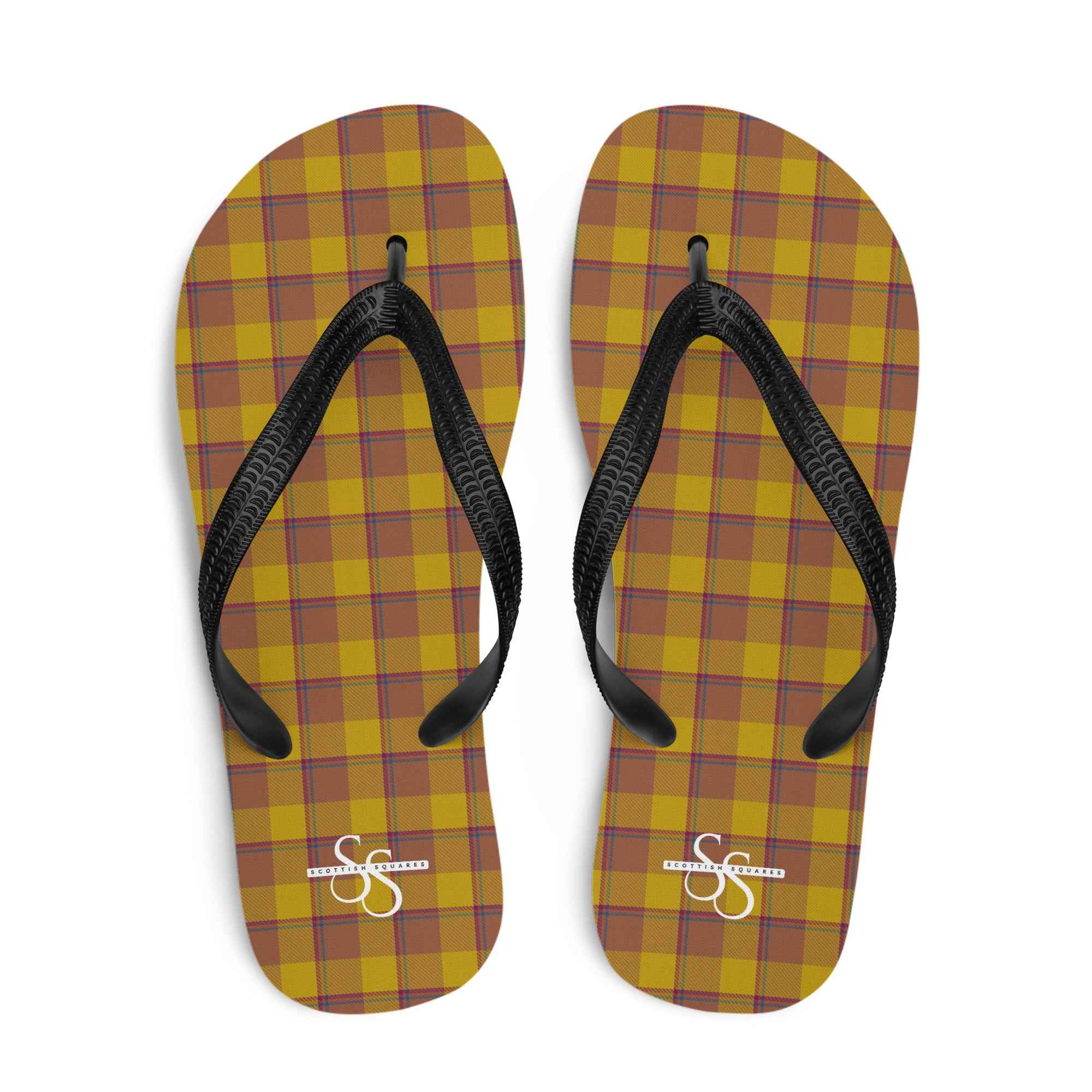 Potters Clay and Pizza Plaid Flip Flops - Scottish Squares