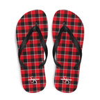 Red Ribbon and Heavy Metal Plaid Flip Flops - Scottish Squares