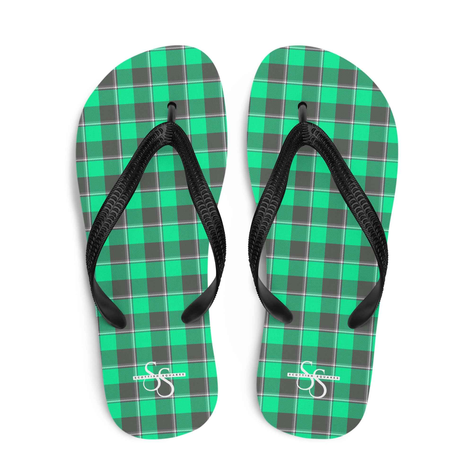Spring Green and Finlandia Plaid Flip Flops - Scottish Squares
