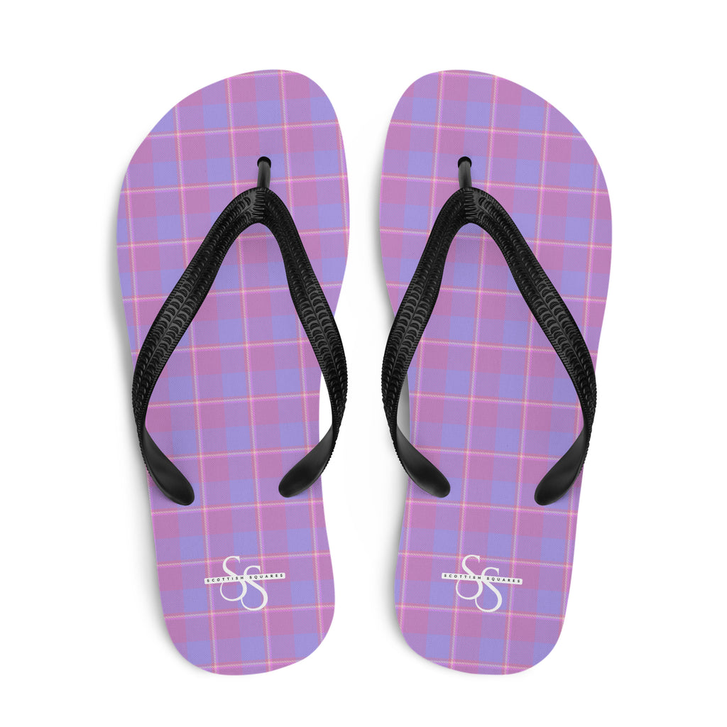 Viola and Dull Lavender Plaid Flip Flops - Scottish Squares