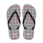 Vista Blue and Turkish Rose Plaid Flip Flops - Scottish Squares