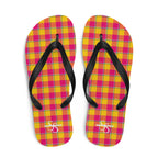 Corn and Razzmatazz Plaid Flip Flops - Scottish Squares