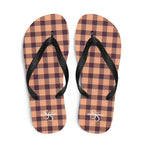 Hit Pink and Livid Brown Plaid Flip Flops - Scottish Squares