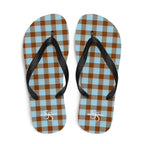 Blizzard Blue and Livid Brown Plaid Flip Flops - Scottish Squares