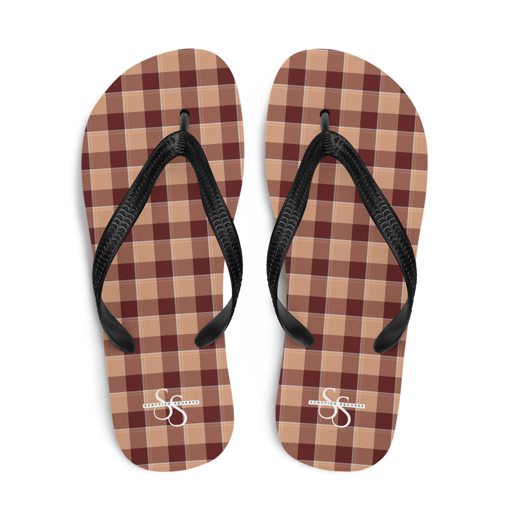 Whiskey and Livid Brown Plaid Flip Flops - Scottish Squares