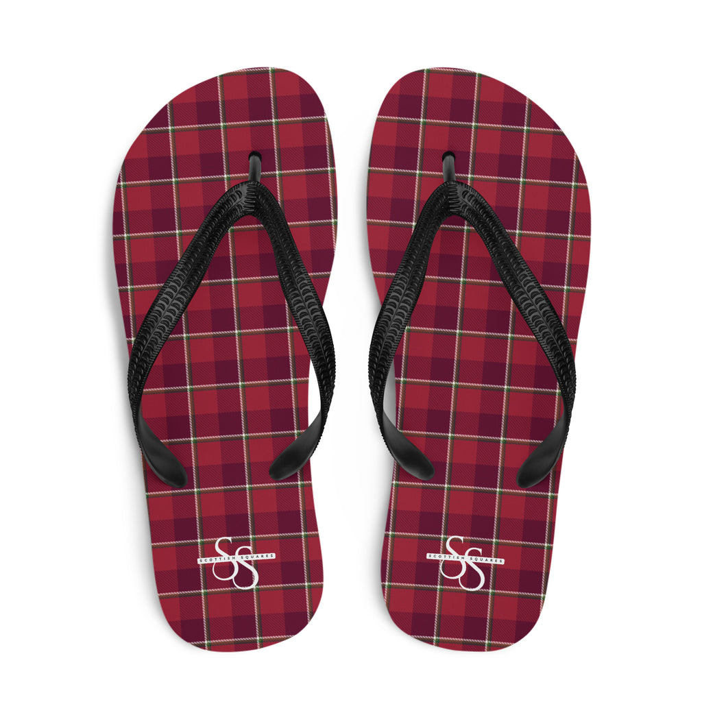 Old Brick and Cab Sav Plaid Flip Flops - Scottish Squares