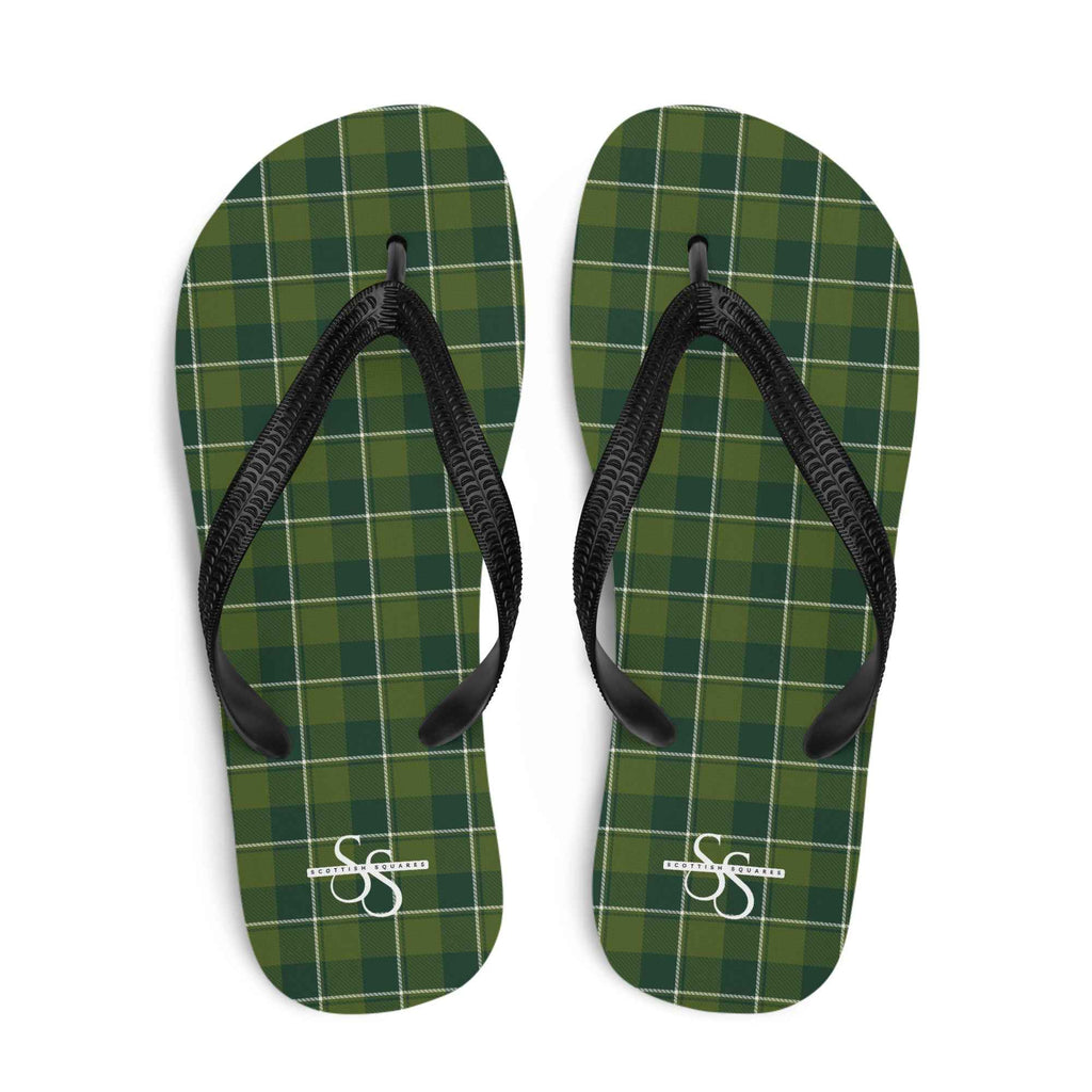 Woodland and Evergreen Plaid Flip Flops - Scottish Squares