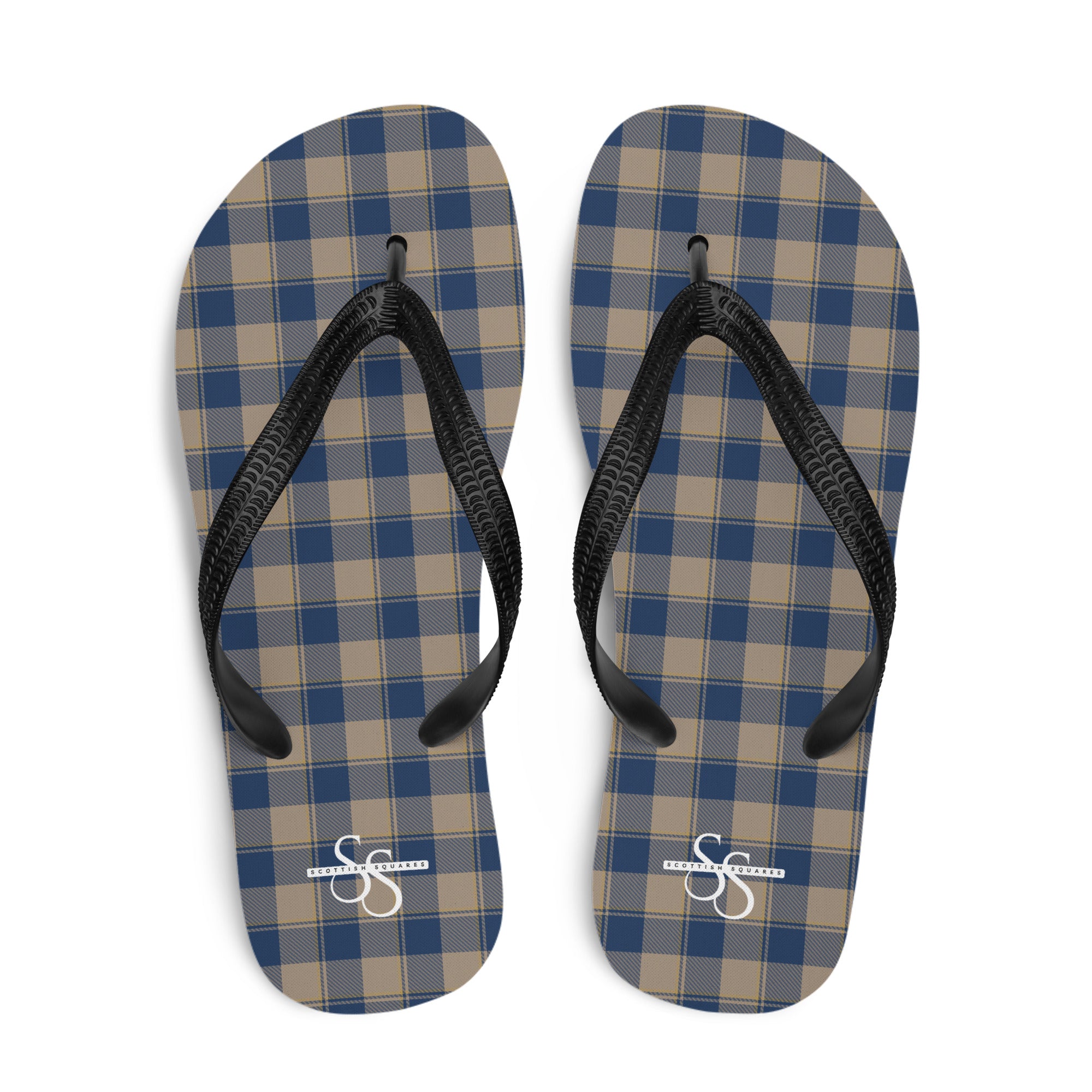 Cello and Donkey Brown Plaid Flip Flops - Scottish Squares