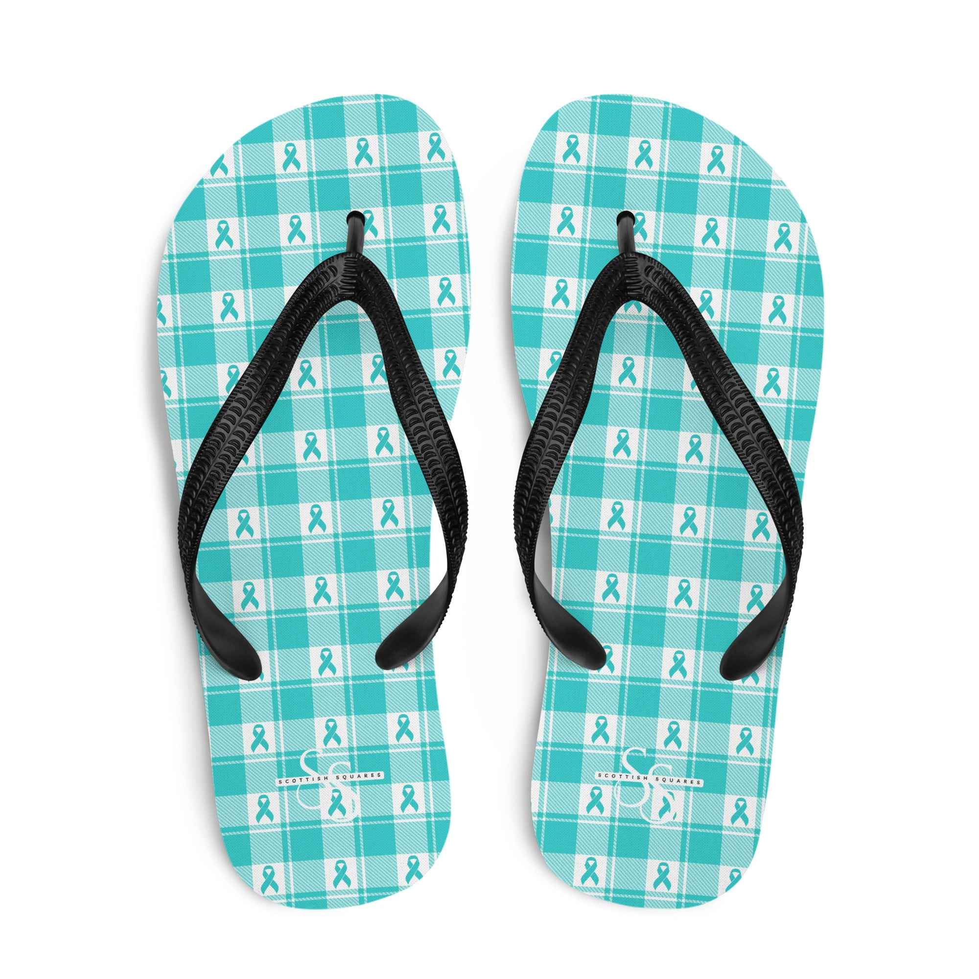 Flip Flops Ovarian Cancer Awareness Plaid Default Title - Scottish Squares