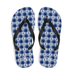 Flip Flops Colorectal Cancer Awareness Plaid, Dark Blue Ribbon, Supportive Gift L - Scottish Squares