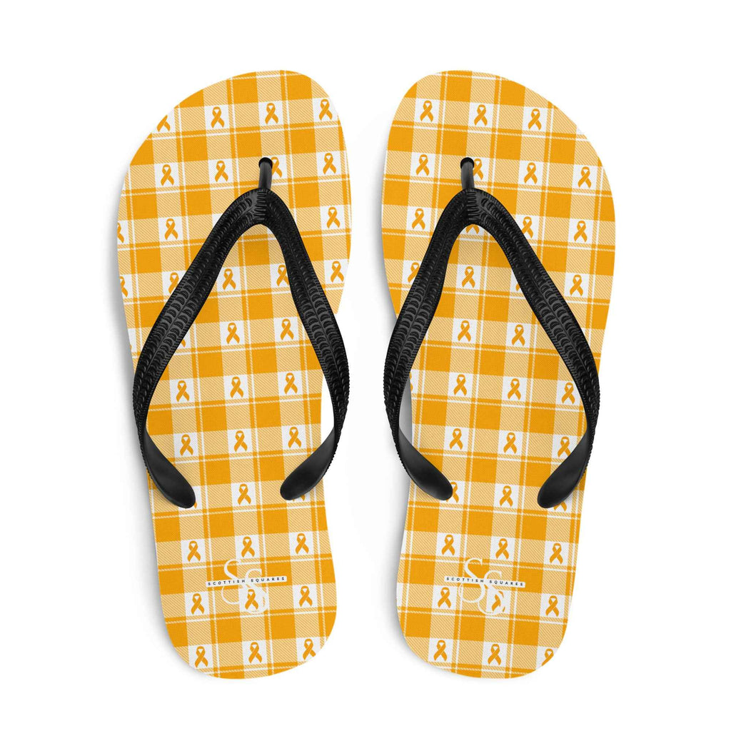 Flip Flops Kidney Cancer Awareness Plaid, Orange Ribbon, Supportive Gift L - Scottish Squares