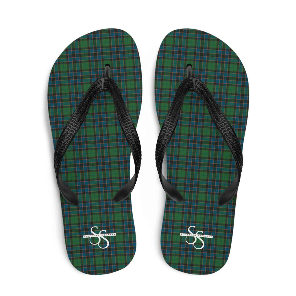 Flip Flops Green Blue Orange Plaid Tartan