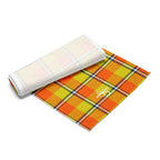 Table Runner Blaze Orange and Bird Flower Plaid - Scottish Squares