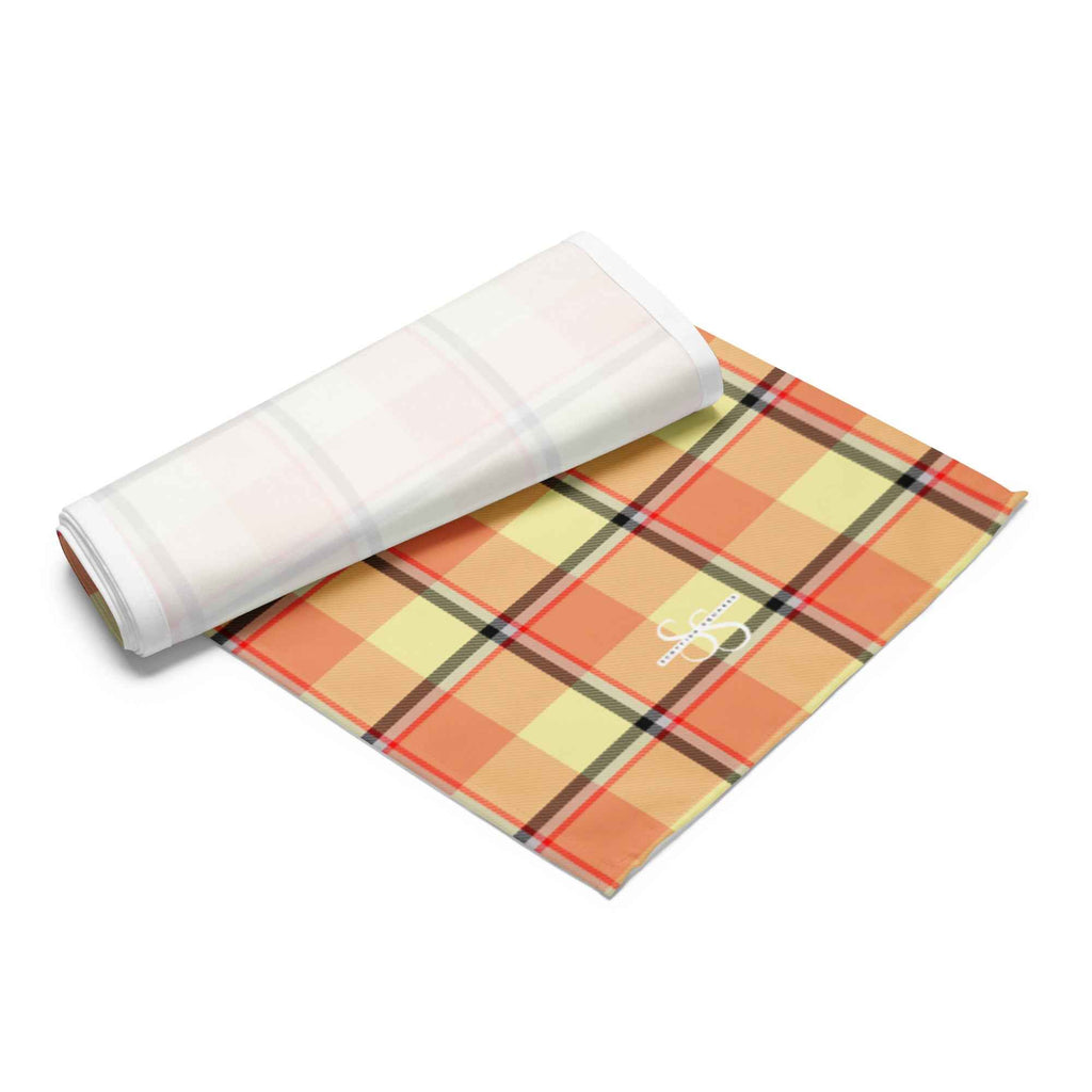 Table Runner Claystone and Morning Mist Plaid - Scottish Squares