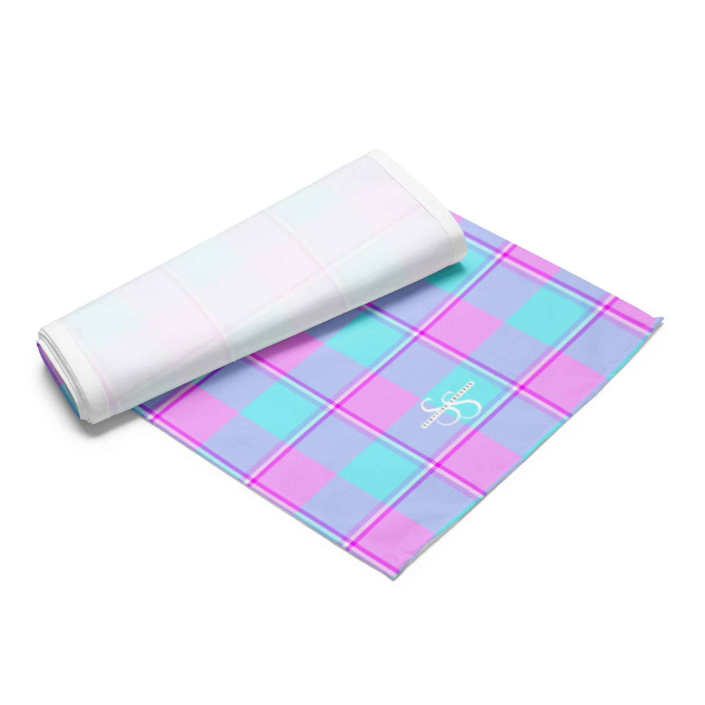 Table Runner Mauve and Coastal Mist Plaid - Scottish Squares