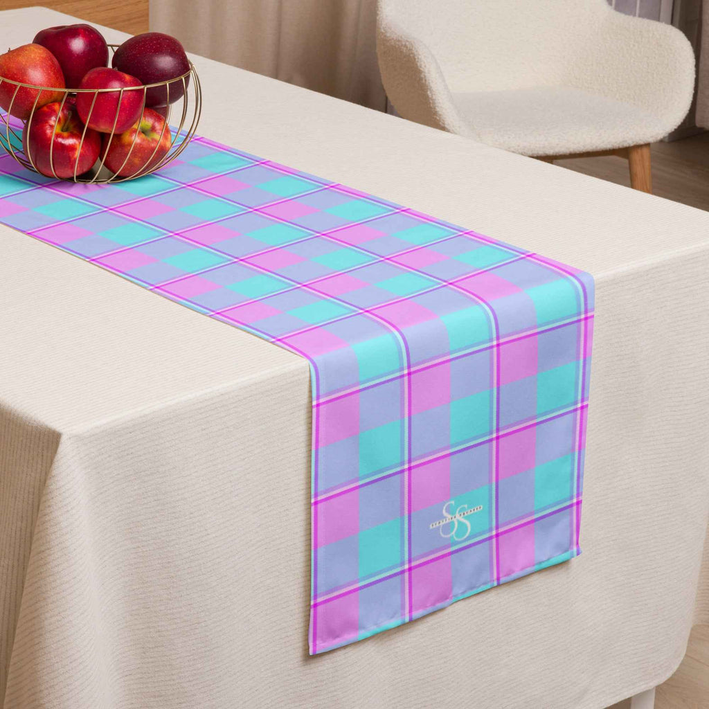 Table Runner Mauve and Coastal Mist Plaid Default Title - Scottish Squares