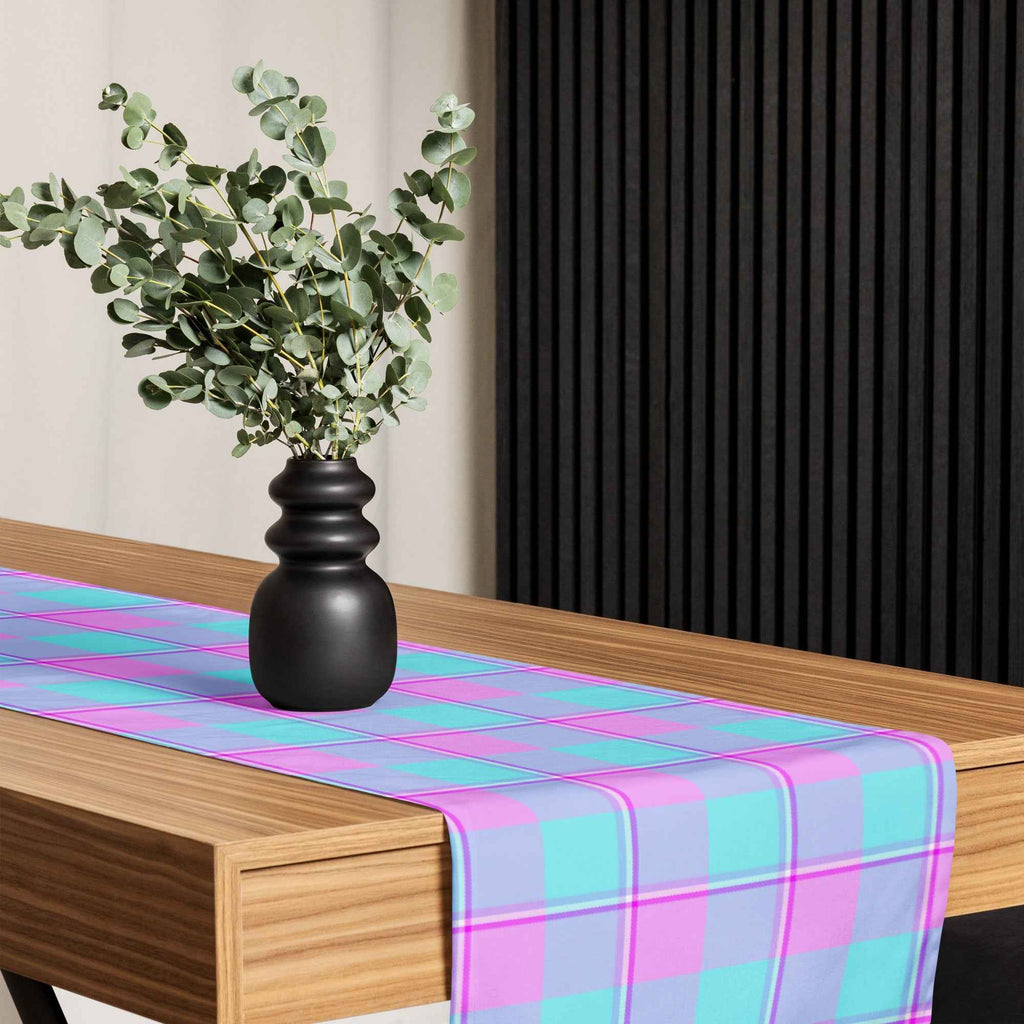 Table Runner Mauve and Coastal Mist Plaid - Scottish Squares