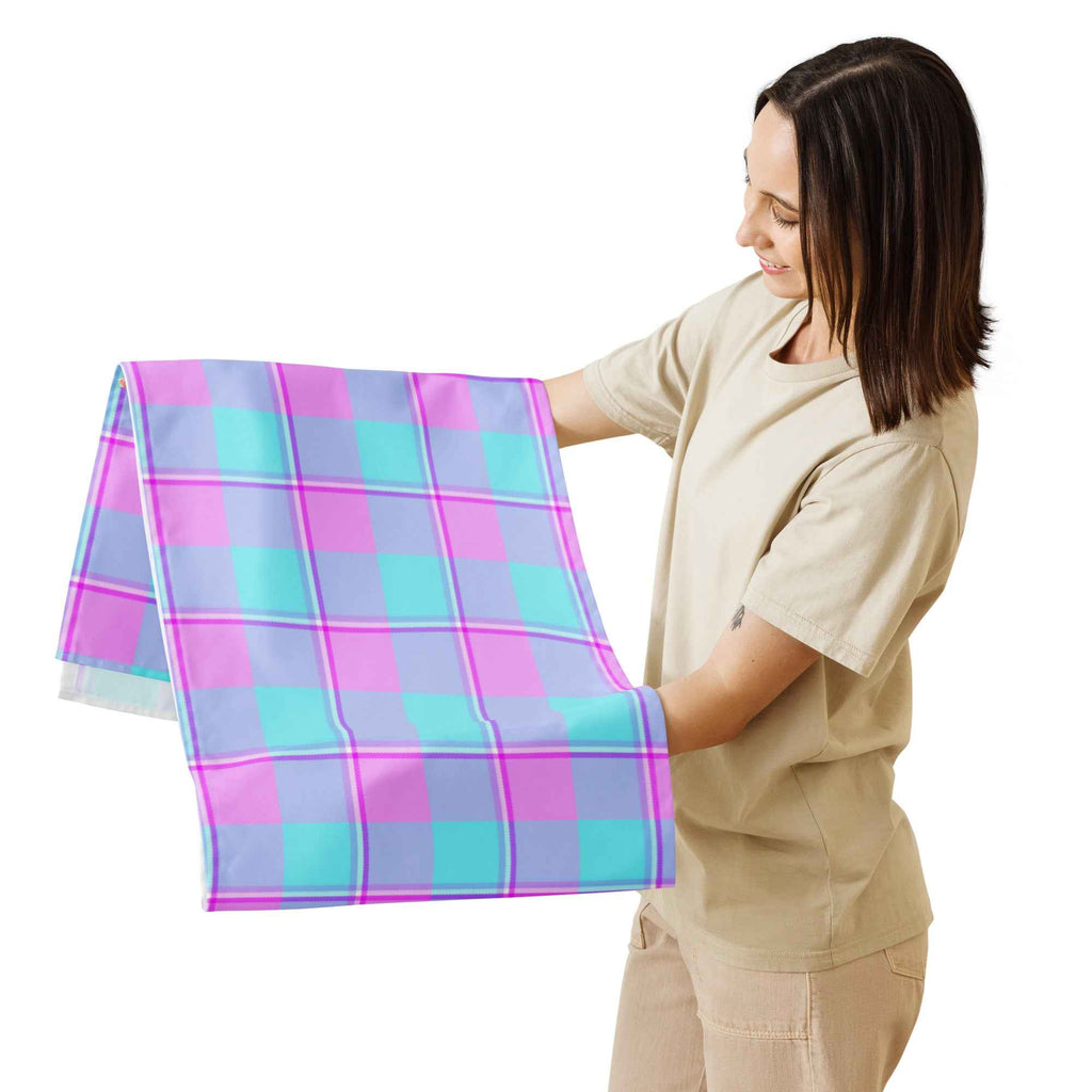 Table Runner Mauve and Coastal Mist Plaid - Scottish Squares