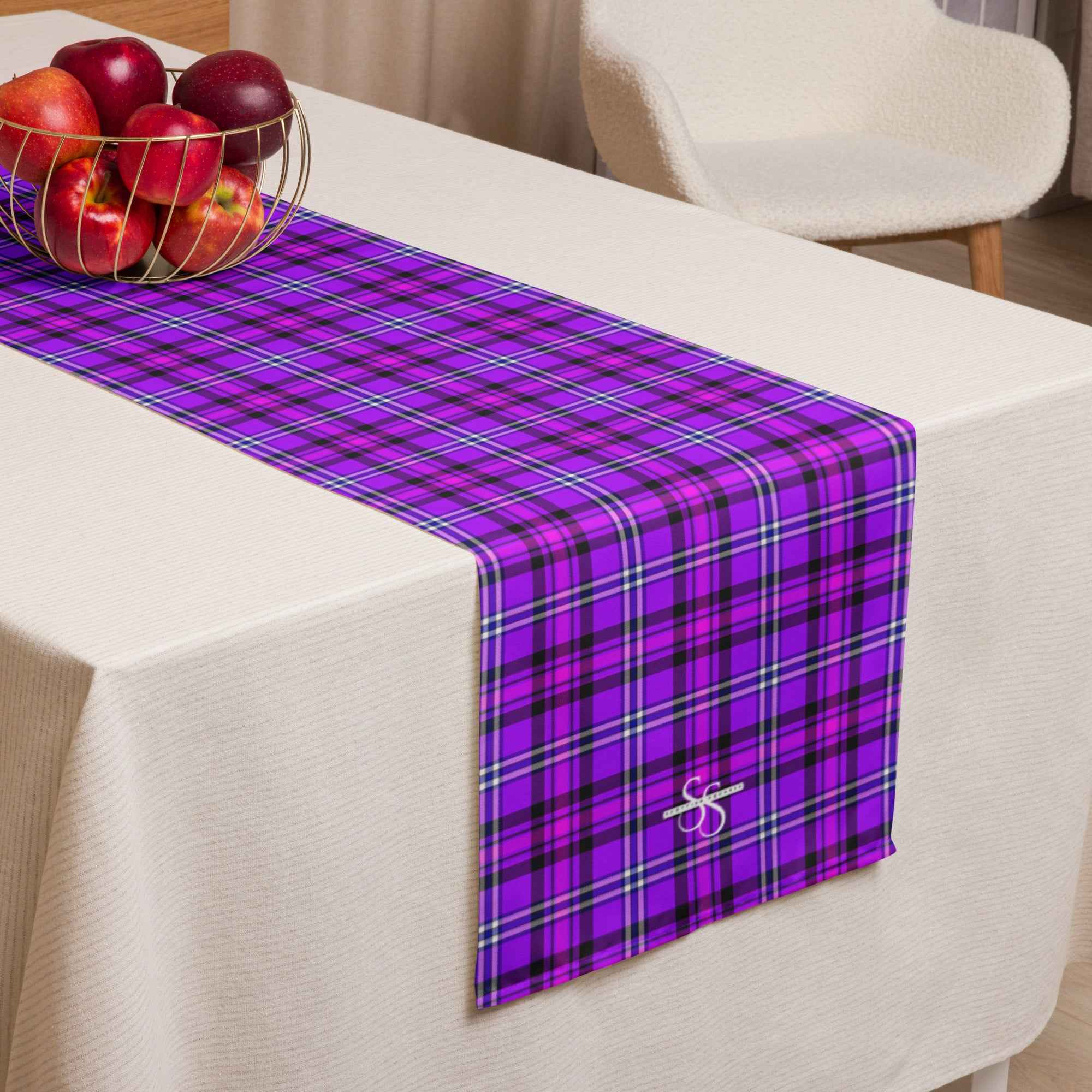 Table Runner Electric Violet and Fuchsia Plaid Default Title - Scottish Squares