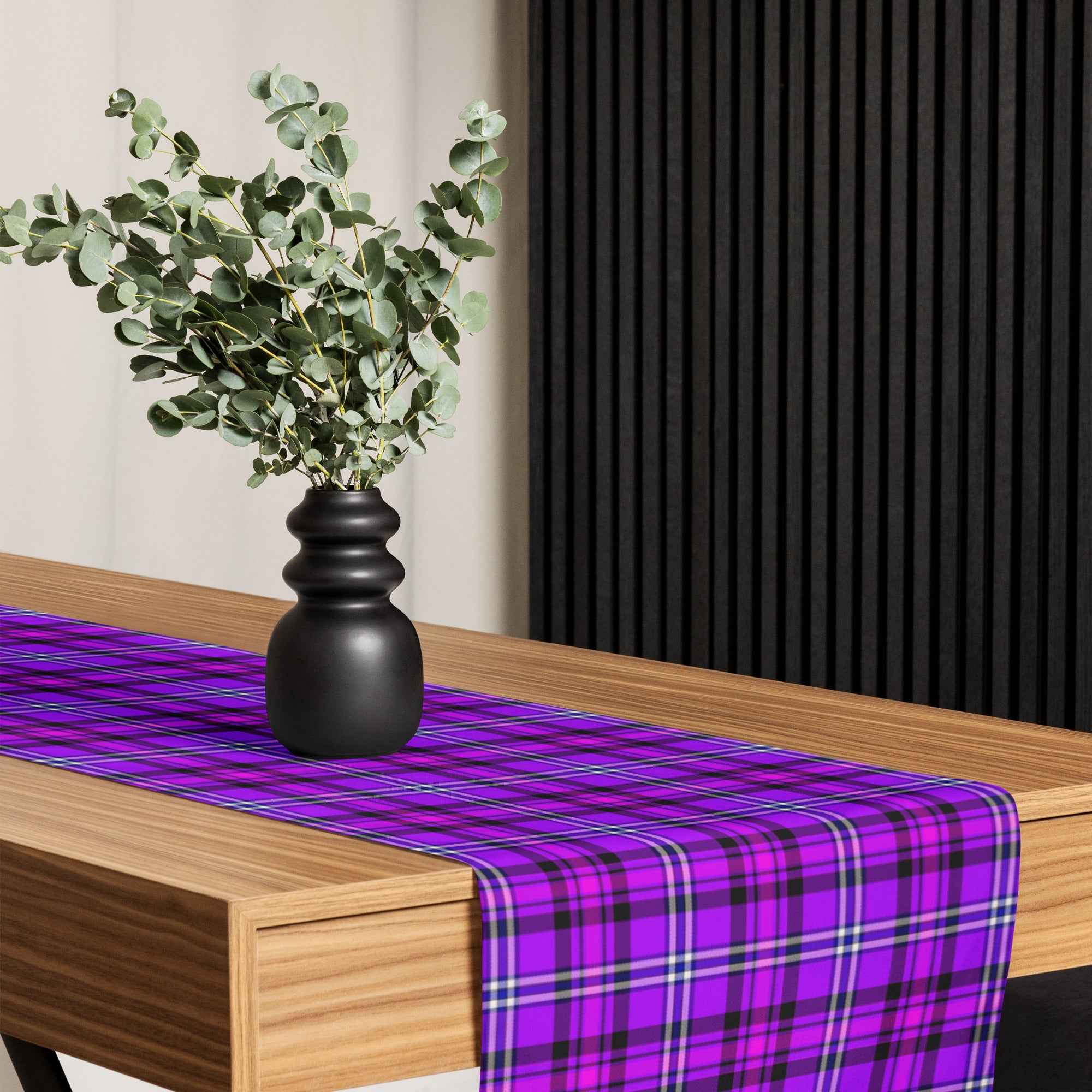 Table Runner Electric Violet and Fuchsia Plaid - Scottish Squares