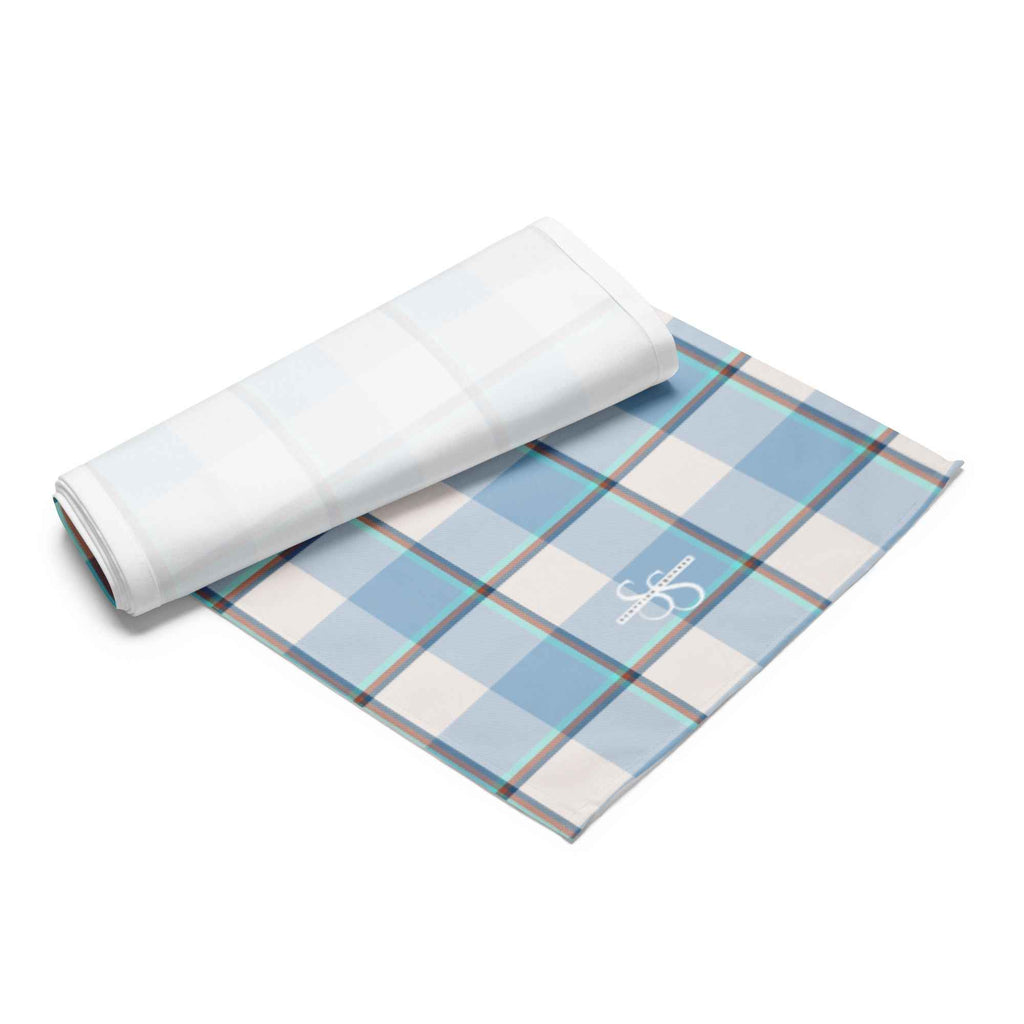 Table Runner Pink Cloud and Blue Lagoon Plaid - Scottish Squares
