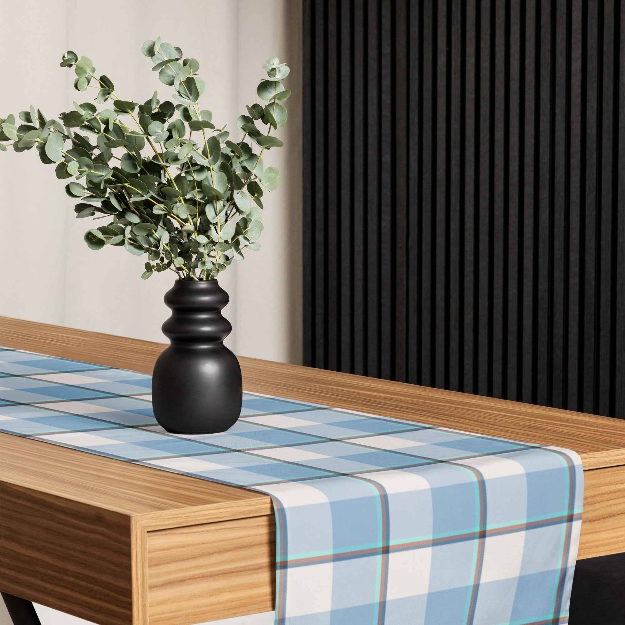 Table Runner Pink Cloud and Blue Lagoon Plaid - Scottish Squares